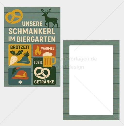 BIER-VINT-002 – Biergartenkarte mit Retro-Illustrationen als PDF zum Download & Selbstdruck