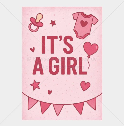 TAGE-BUNT-001 – It's a Girl – Party-Menükarte als PDF zum Download & Selbstdruck – Bild 2