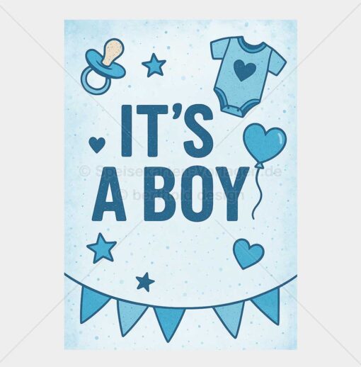 TAGE-BUNT-002 – It's a Boy – Party-Menükarte als PDF zum Download & Selbstdruck – Bild 2