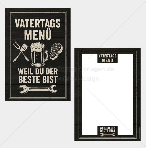TAGE-VINT-A4-002 – Vatertags-Menükarte als PDF zum Download & Selbstdruck